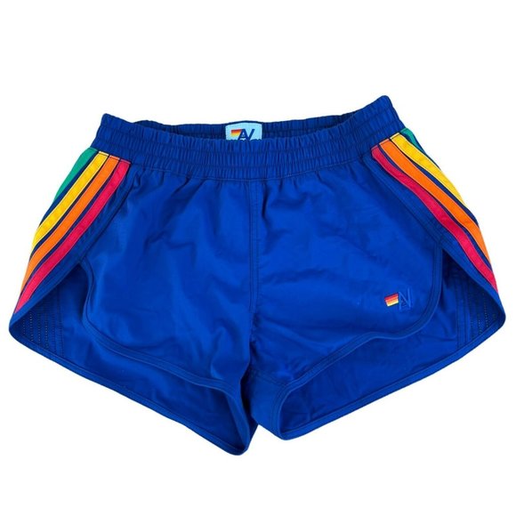 Aviator Nation Pants - Aviator Nation 5 Stripe Flex Board Shorts Size XS Parrot / Rainbow Blue